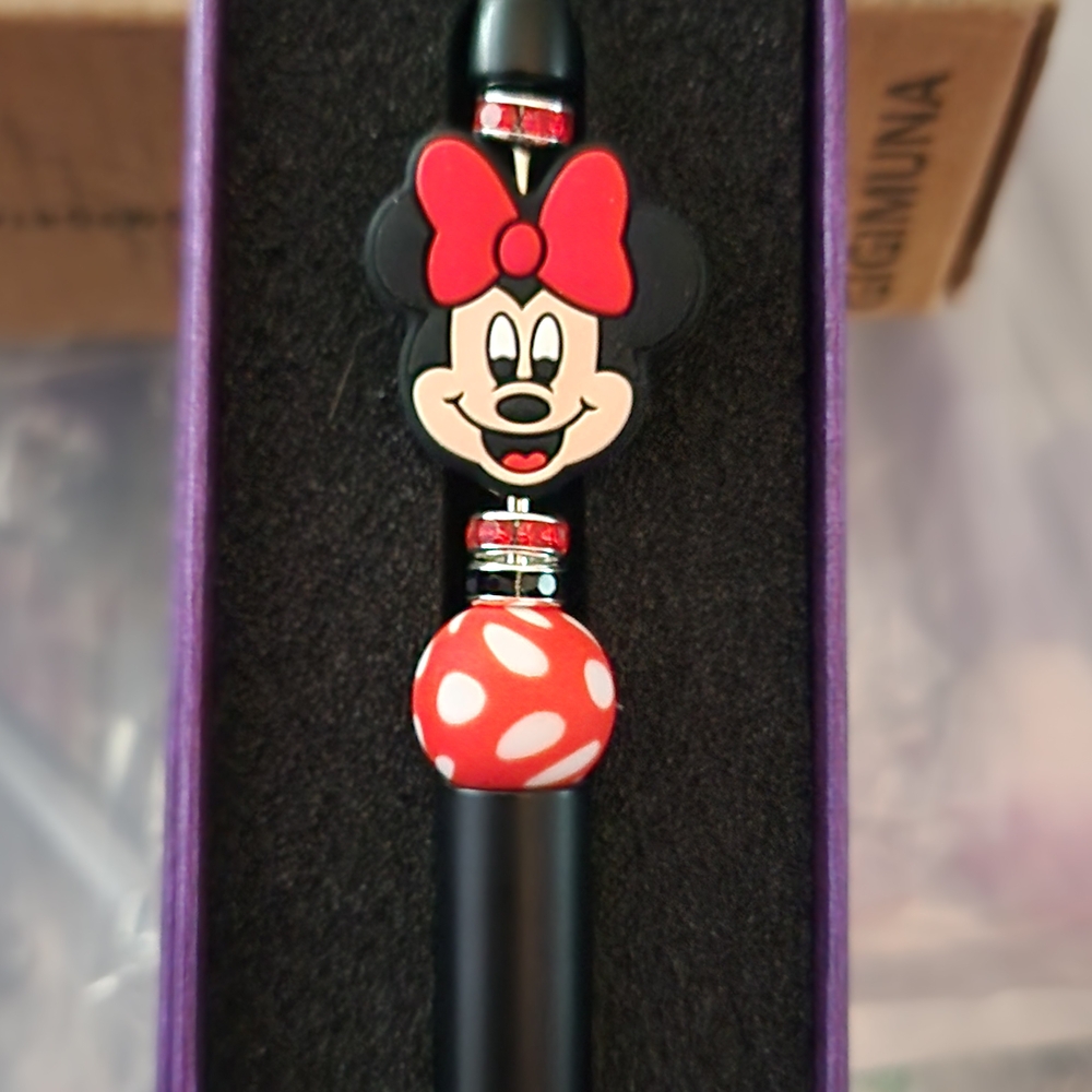 Limited Edition Mickey & Minnie Rhinestone Beaded Pen Set- Gift Box Included - Picture 9 of 13